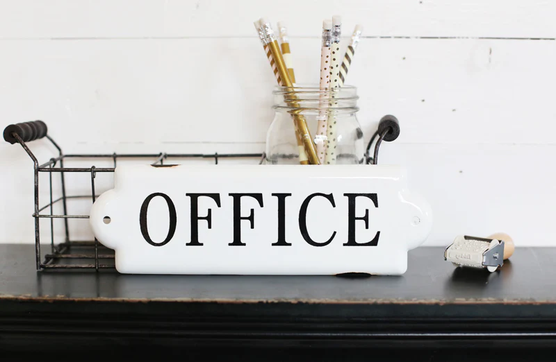 Enameled Metal Office Sign