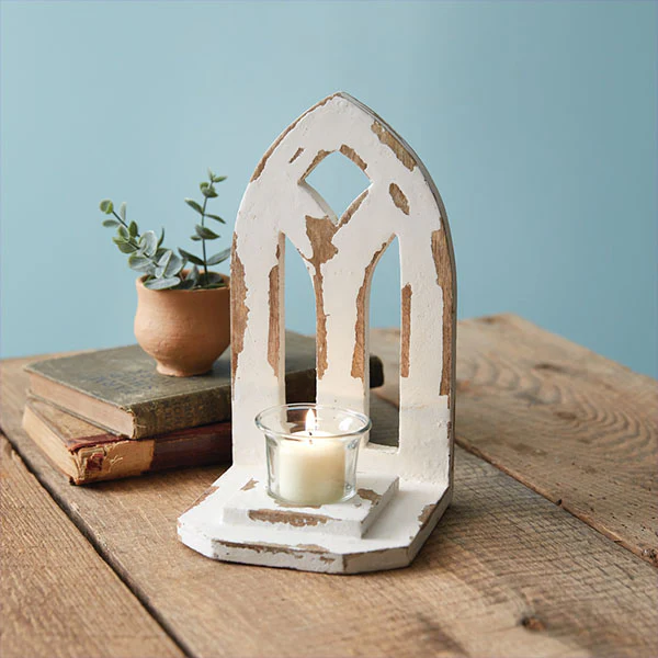 Distressed Arch Votive Candle Holder