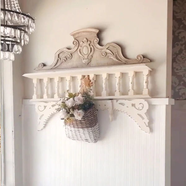 Distressed Wooden Spindle Shelf