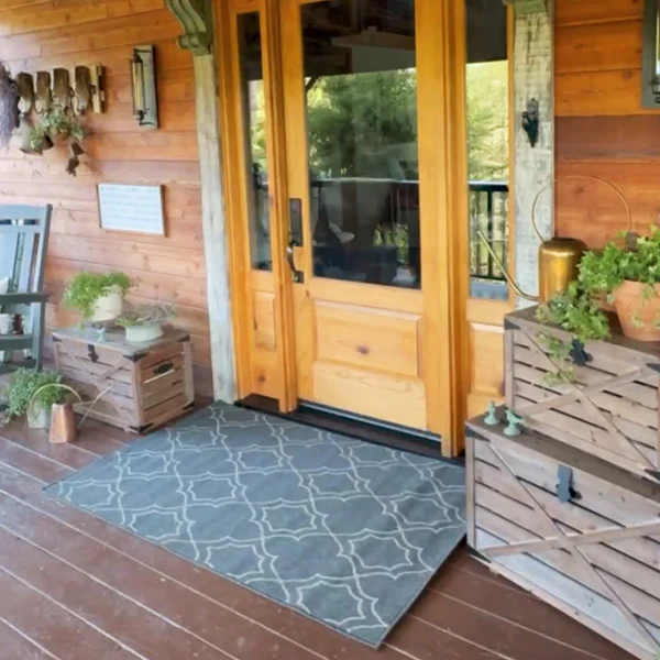 Black Modern Farmhouse Outdoor Rug