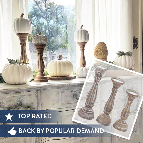 Carved Candle Sticks, Set of 3