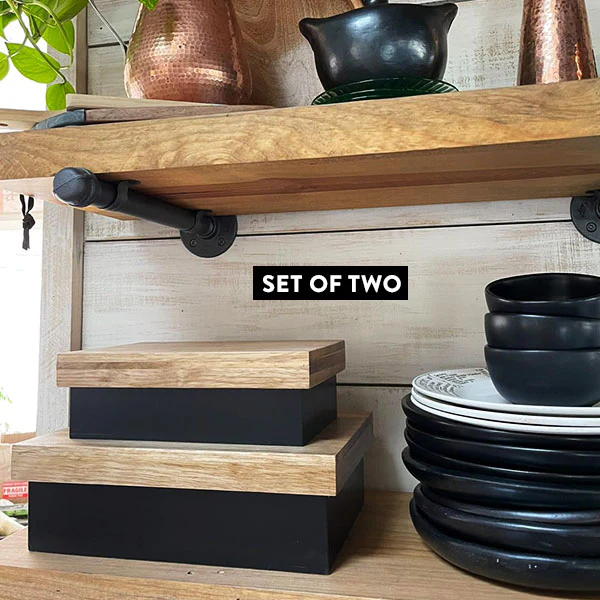 LARGE Storage Boxes with Wooden Lids, Set of 2