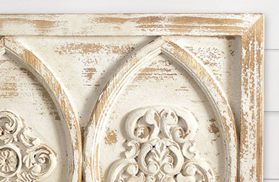 Chippy Wooden Shelf with Hooks