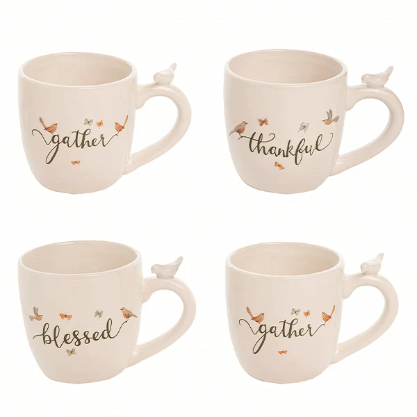 Harvest Bird Mugs, Set of 4