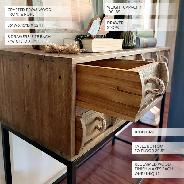 Rustic Reclaimed Wood Storage Console Table