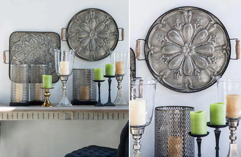 Metal Round Decorative Bar Tray