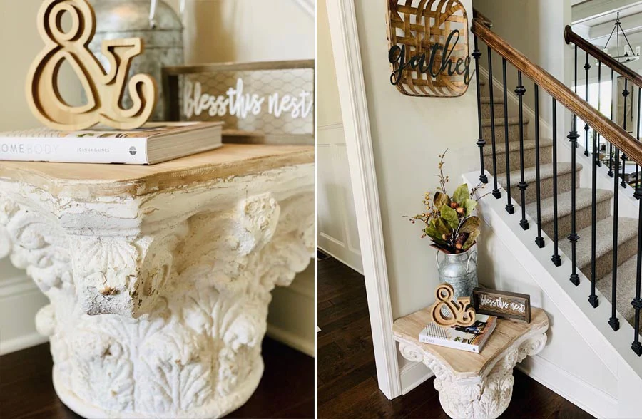 Carved Column Side Table