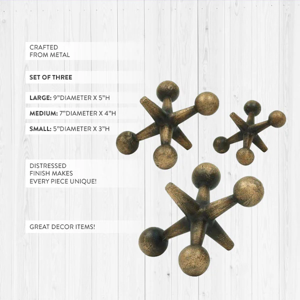 Oversized Metal Jacks, Set of 3