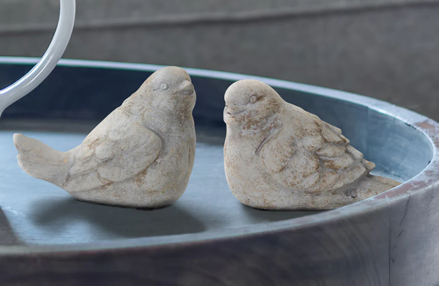 Distressed Finish Perched Birds, Set of 2