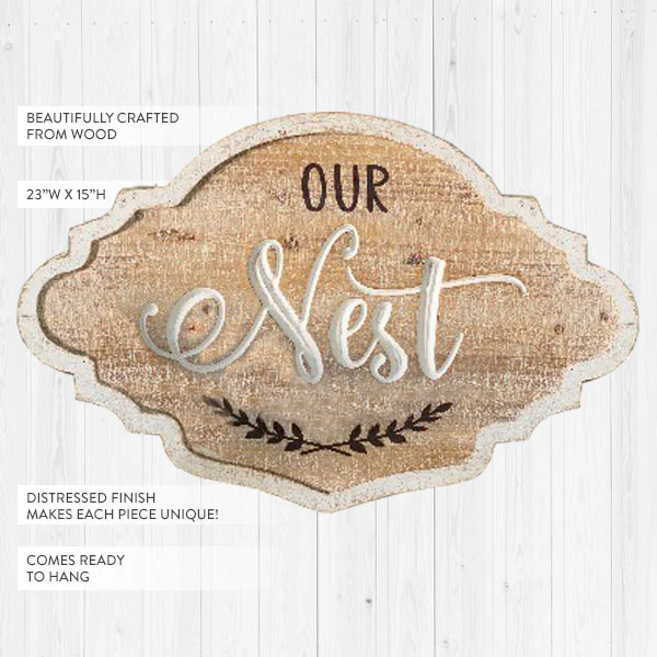 Our Nest Scalloped Wooden Sign