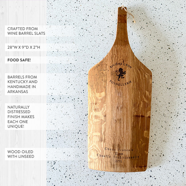 Wine Barrel Wood Charcuterie Board