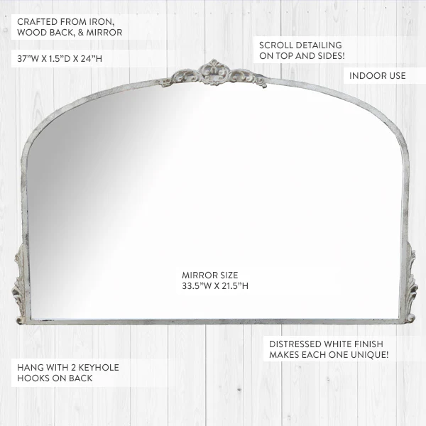 Gleaming Chippy Ornate Arched Wall Mirror