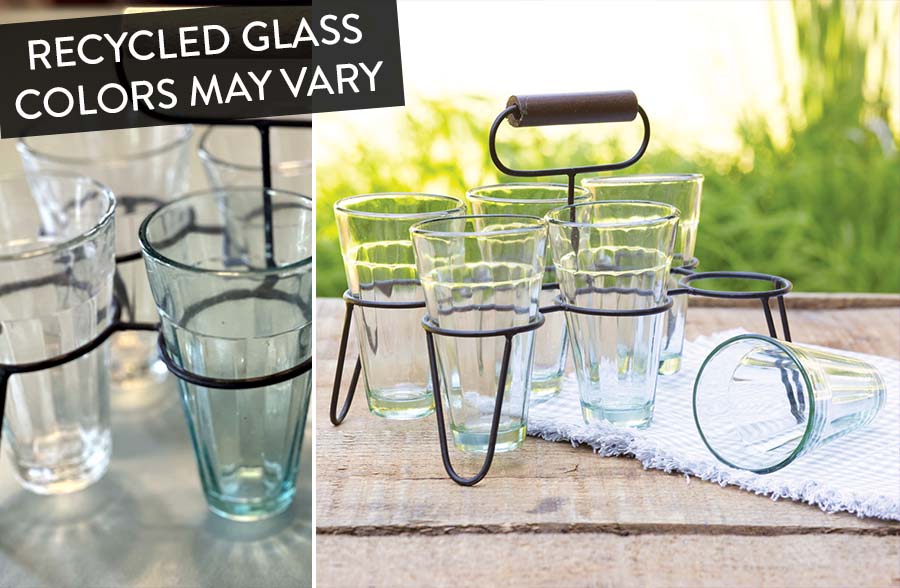 Rustic Parfait Caddy with Glasses