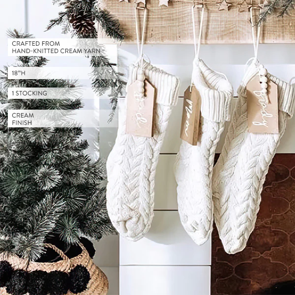 Cream Hand-Knitted Stocking