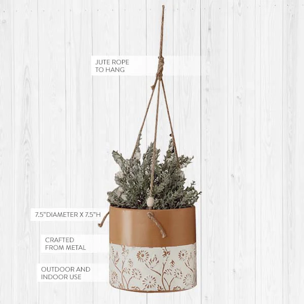 Floral Hanging Planter with Jute Rope