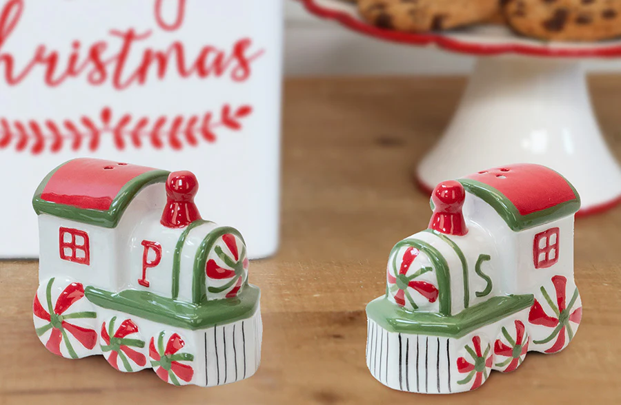 Ceramic Holiday Train Salt & Pepper Shakers