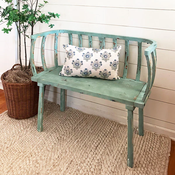 Aged Painted Wooden Bench