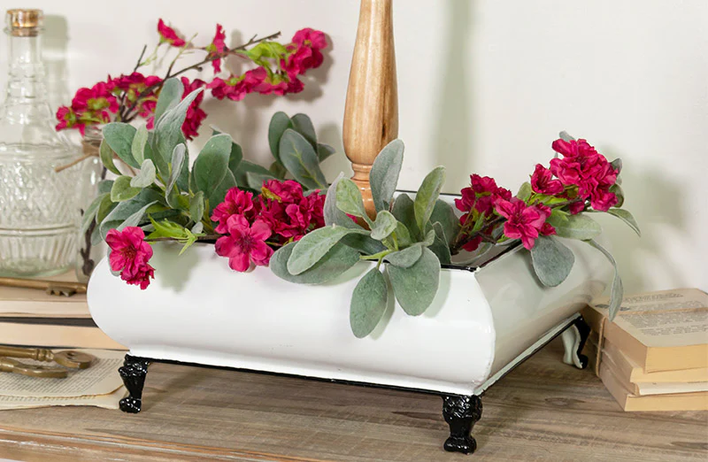 Enamel Tray with Wooden Handle