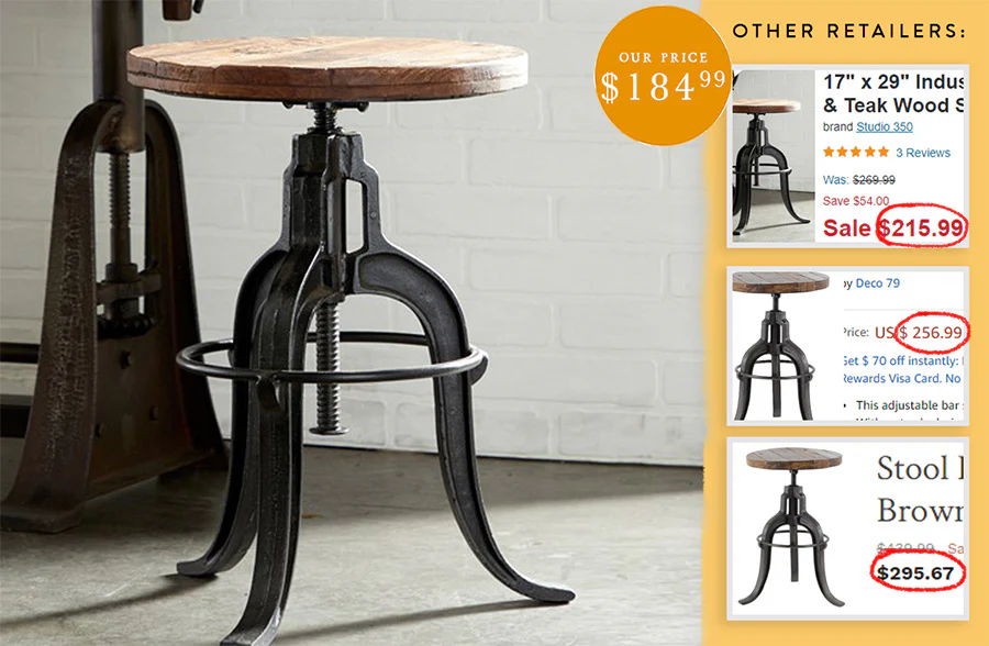 Adjustable Teak and Iron Stool