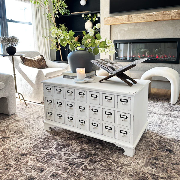 Distressed Apothecary White Cabinet