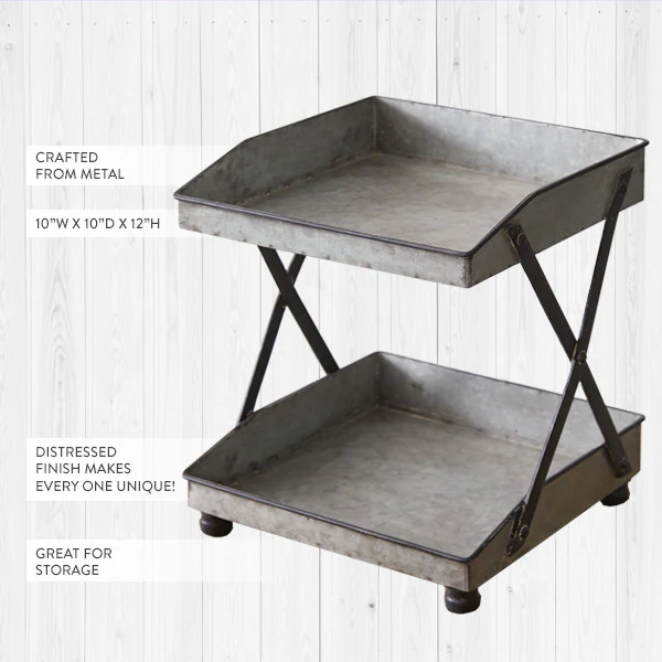 Galvanized Two-Tier Square Tray