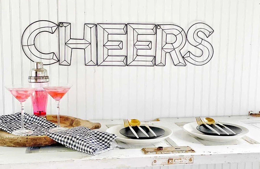 Cheers Metal Wire Sign