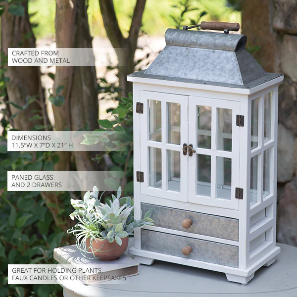 Paned Glass Lantern with Drawers