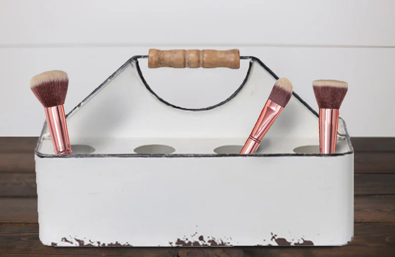 White Distressed Enamel Caddy