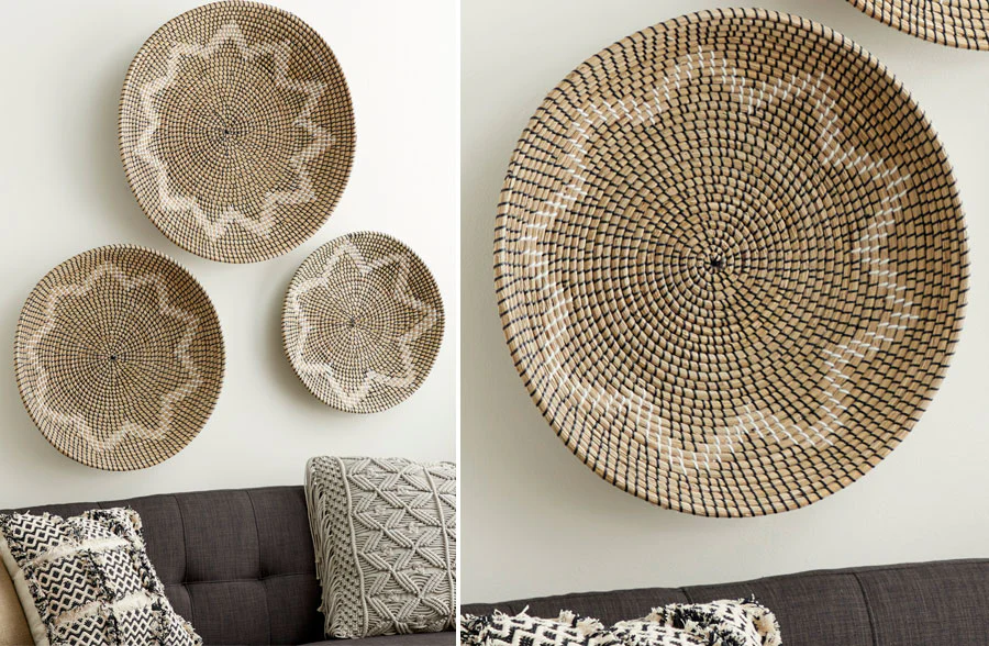 Oversized Seagrass Wall Art, Set of 3