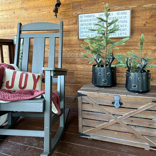 Distressed Metal Deer Planters with Antlers, Set of 2