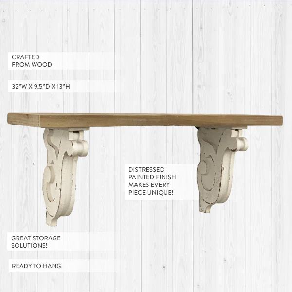 Distressed Corbel Floating Shelf