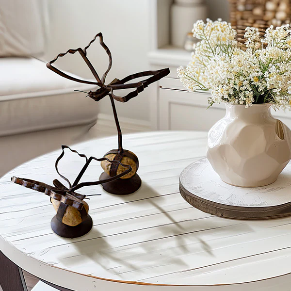 Handmade Butterflies with Rock Bases, Set of 2