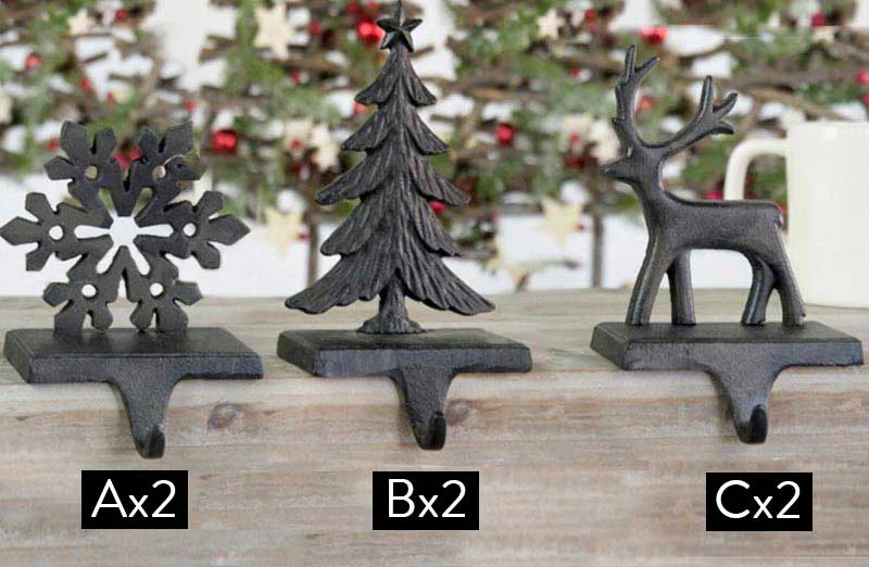 Christmas Stocking Hook Set Of 2, Pick Your Style