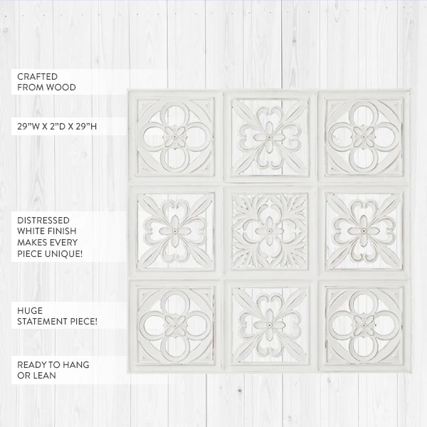 White Wood Mosiac Inspired Wall Decor