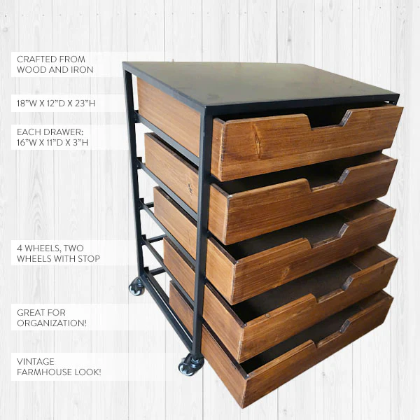 Utilitarian Rolling Organizational Side Table