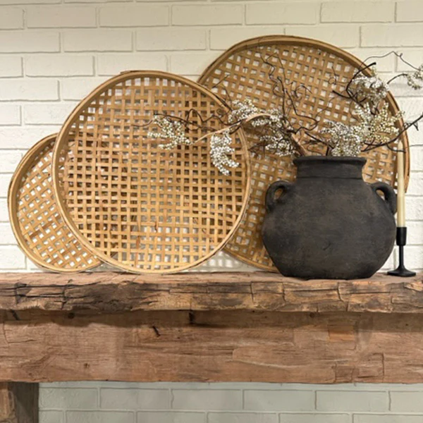 Round Woven Bamboo Wall Decor, Set of 3