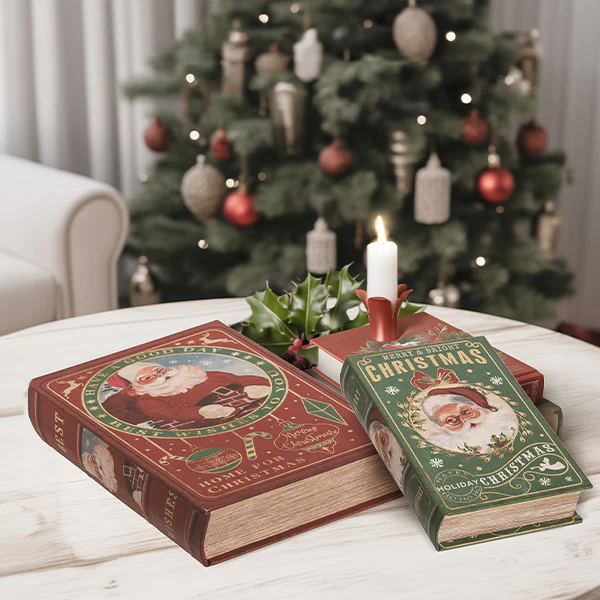 Christmas Decorative Books with Secret Storage, Set of 2