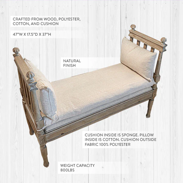 Traditional Cushioned Bench with Arms