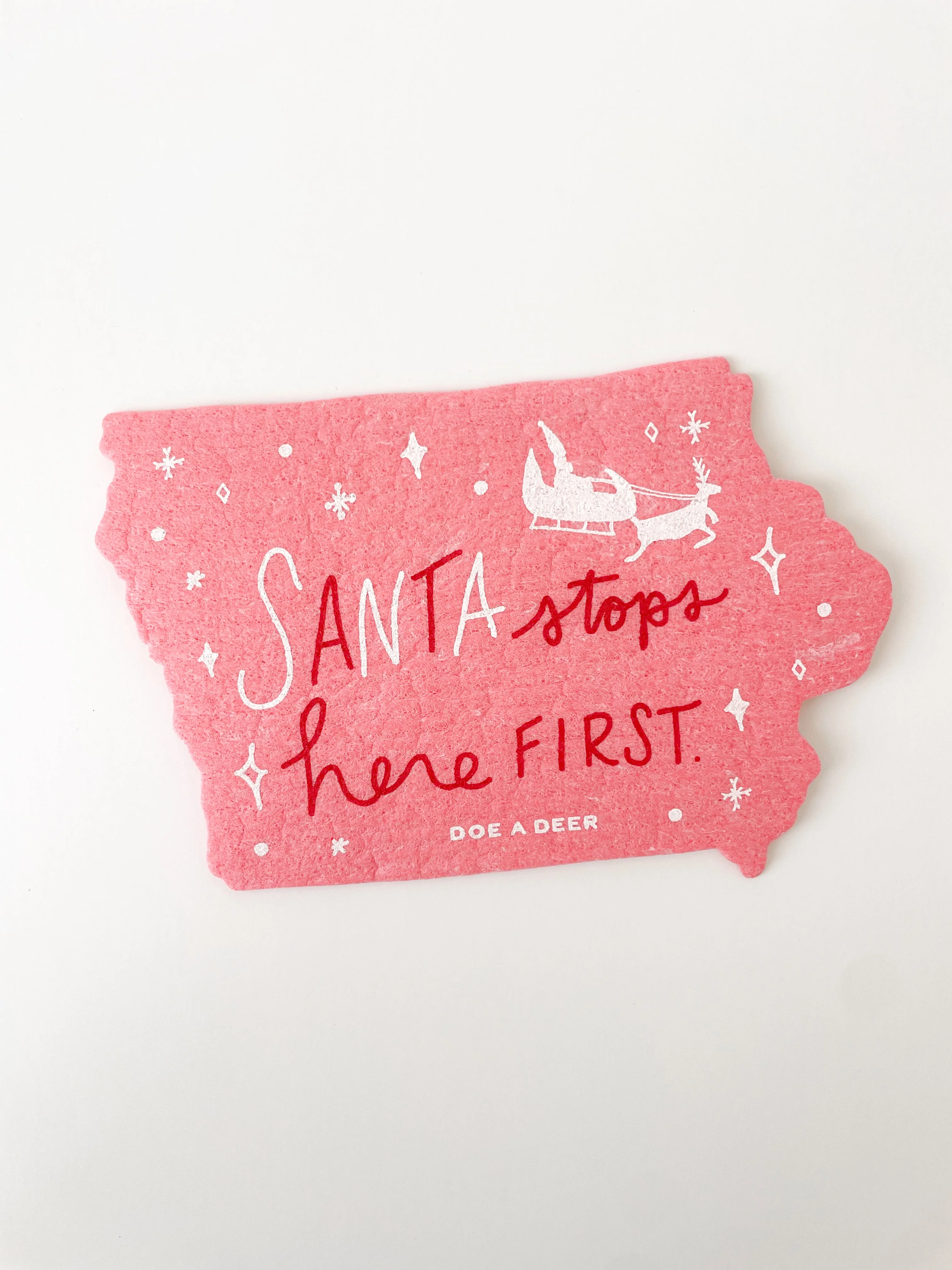 Santa Stops Here First - Swedish Dishcloth
