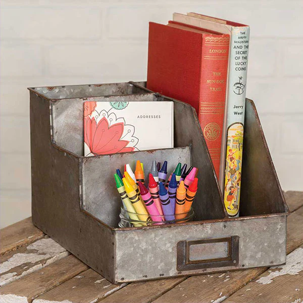 Galvanized Four Section Desktop Caddy
