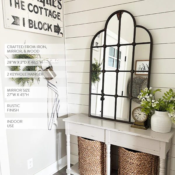 Windowpane Arched Modern Mirror
