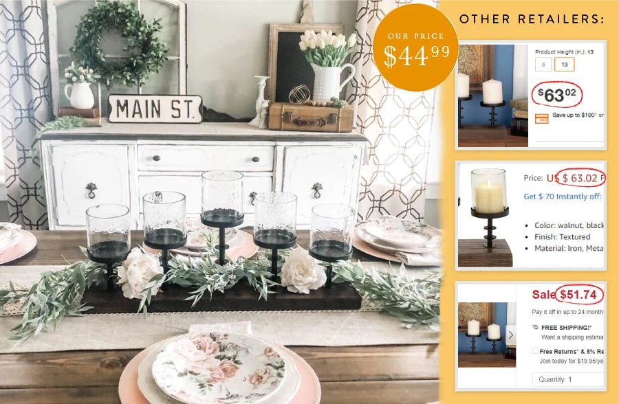 Wooden and Metal Staggered Candelabra