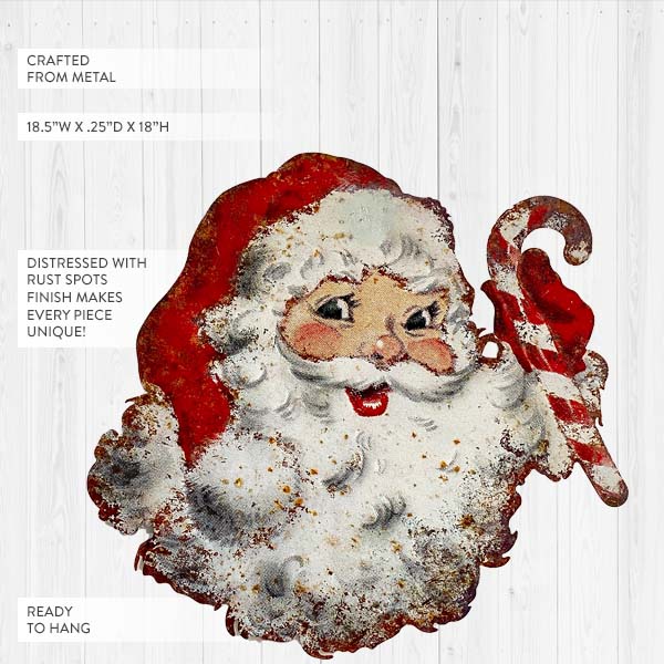 Metal Santa Sign | Vintage Farmhouse Christmas