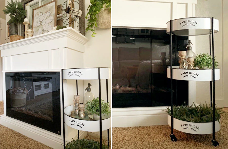 Enamel Farmhouse Three Tiered Rolling Cart