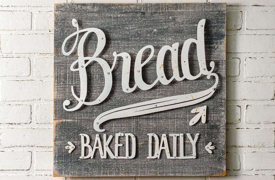 Wooden Planked Vintage Bread Sign