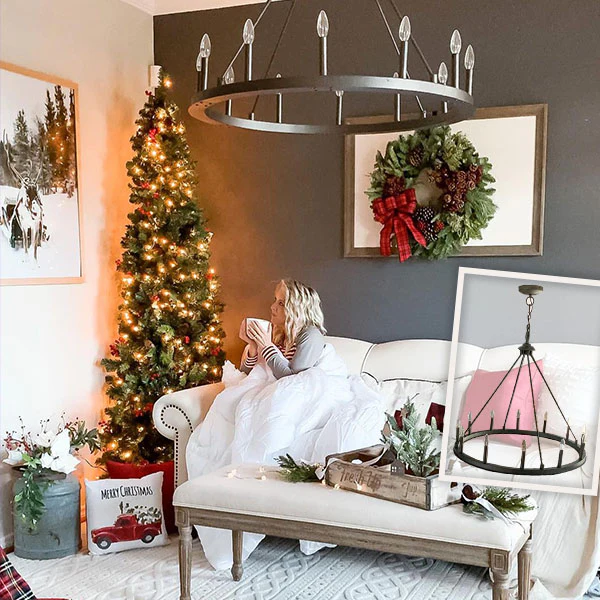 Vintage Candelabra Round Chandelier