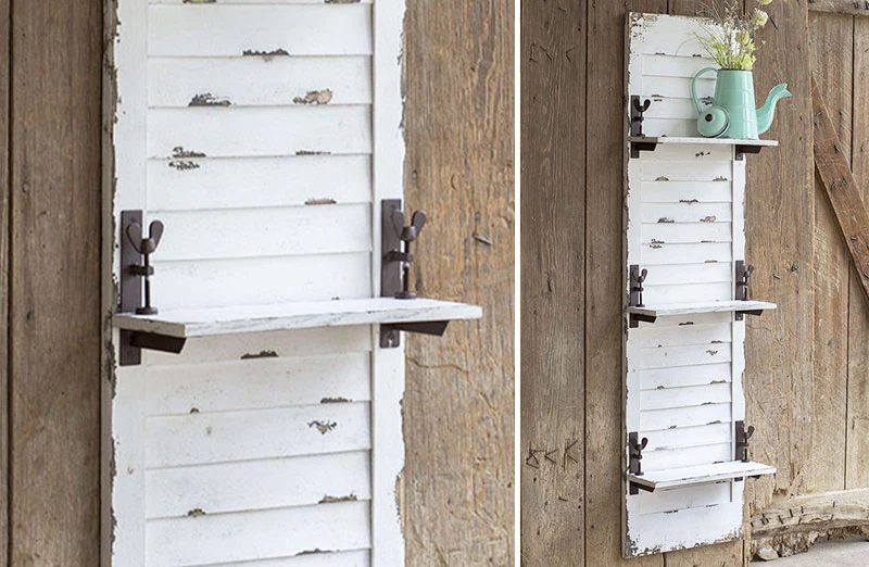 White Distressed Shutter Shelf