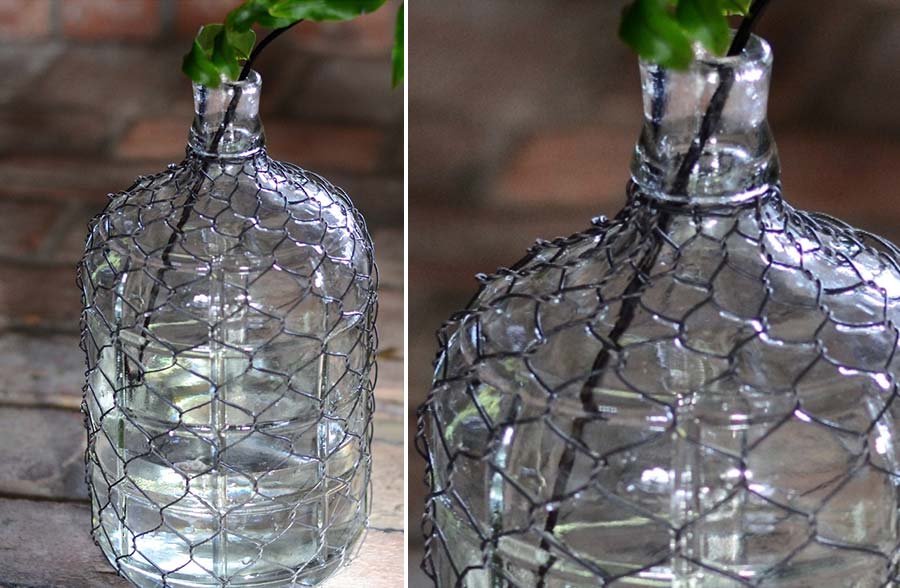 Large Chicken Wire Wrapped Bottle