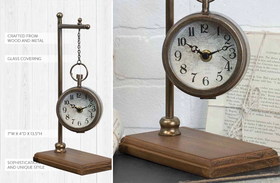 Hanging Metal Clock on Chain