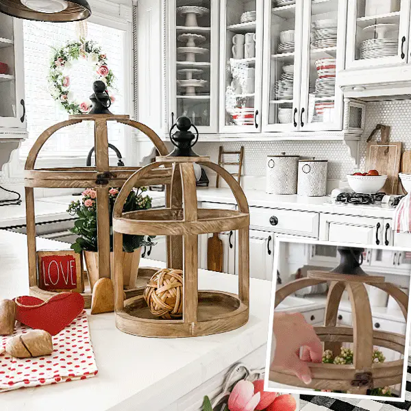 Wood Oval Cloche Style Lanterns, Set of 2